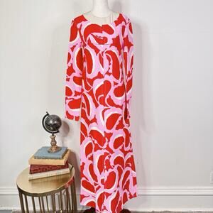 Marni Silk Blend Teardrop Cady Maxi Dress Pink Clematis Print IT 36 Bold Artsy